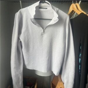 Light Blue Quarter-Zip Knit Sweater